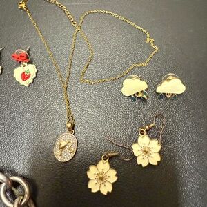 Gold Pendant Necklace and Earring Set